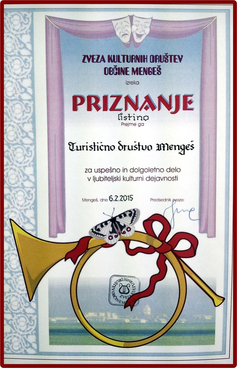 TD MENGEŠ je prejelo dvoje priznanj