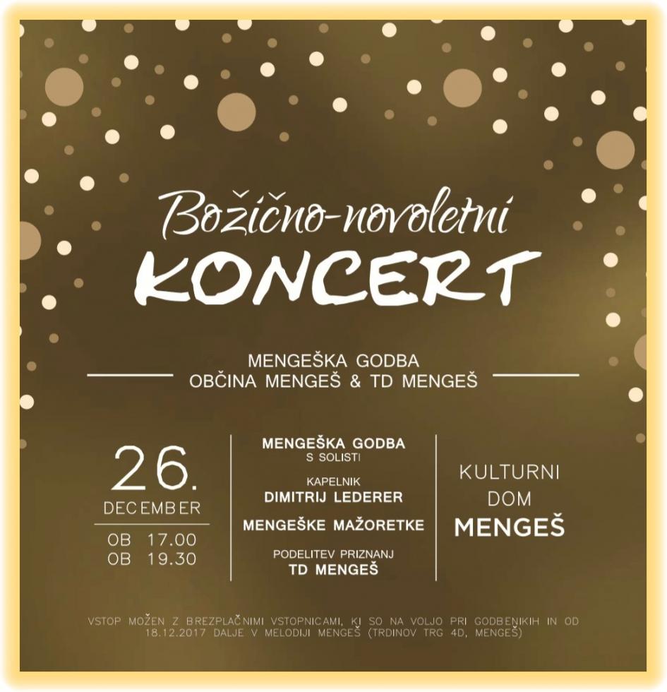 Tradicionalni božično-novoletni koncert Mengeške godbe 2017