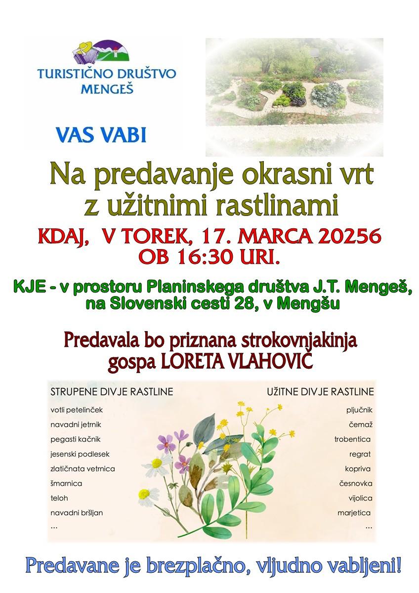 Predavanje: OKRASNI VRT Z UŽITNIMI RASTLINAMI