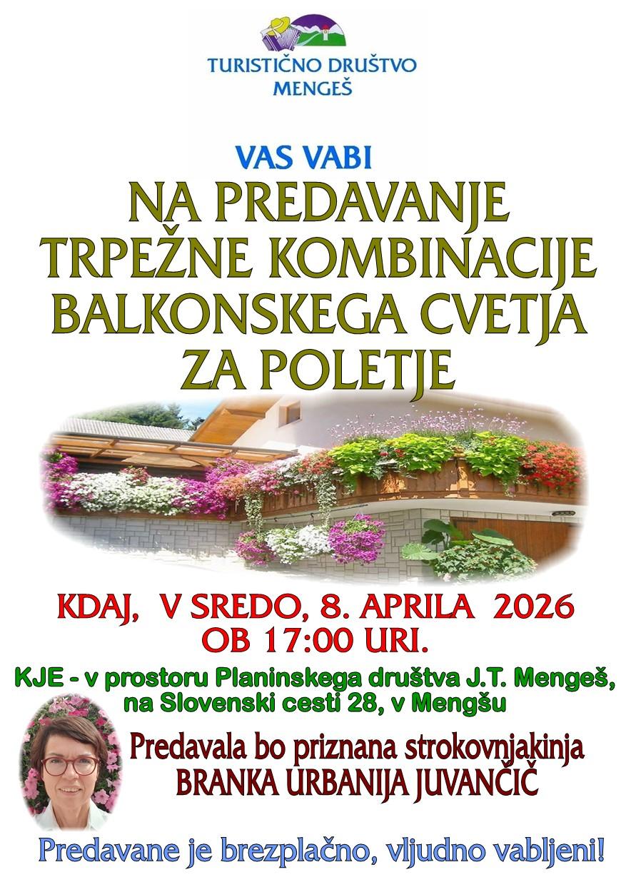 Predavanje: TRPEŽNO BALKONSKO CVETJE ZA POLETJE