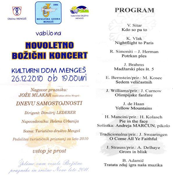 NOVOLETNO BOŽIČNI KONCERT - 2010